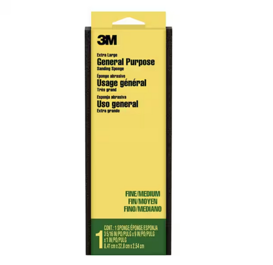 3M Pro-Pad 2.87 in. x 8 in. x 1 in. Fine and Medium, 120 Grit, Extra Large Single Angle Sanding Sponge