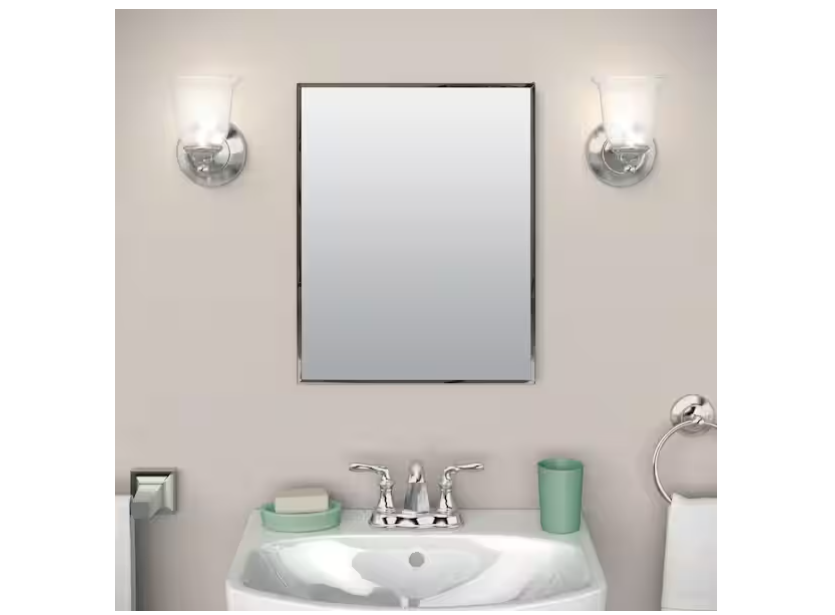 Zenith 16.1 in. W. x 20.1 in. H Rectangular Plastic Medicine Cabinet with Stainless Steel Frame and Mirror