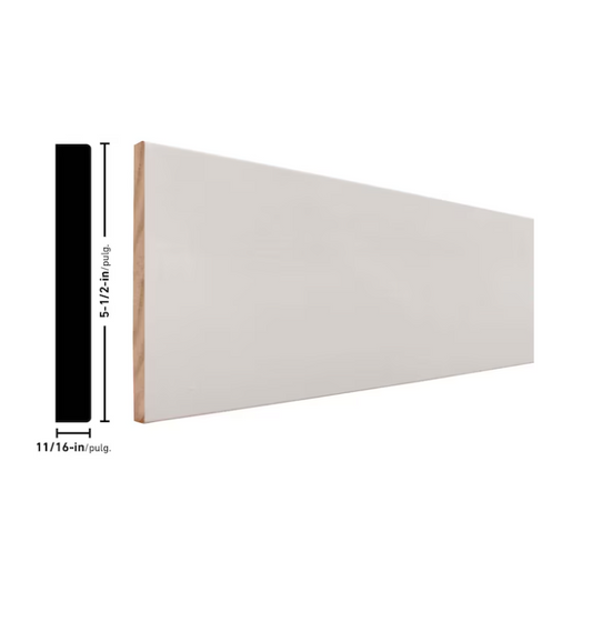 allen + roth 11/16-in x 5-1/2-in x 8-ft Craftsman Painted Finger Jointed Pine E16 Baseboard Moulding