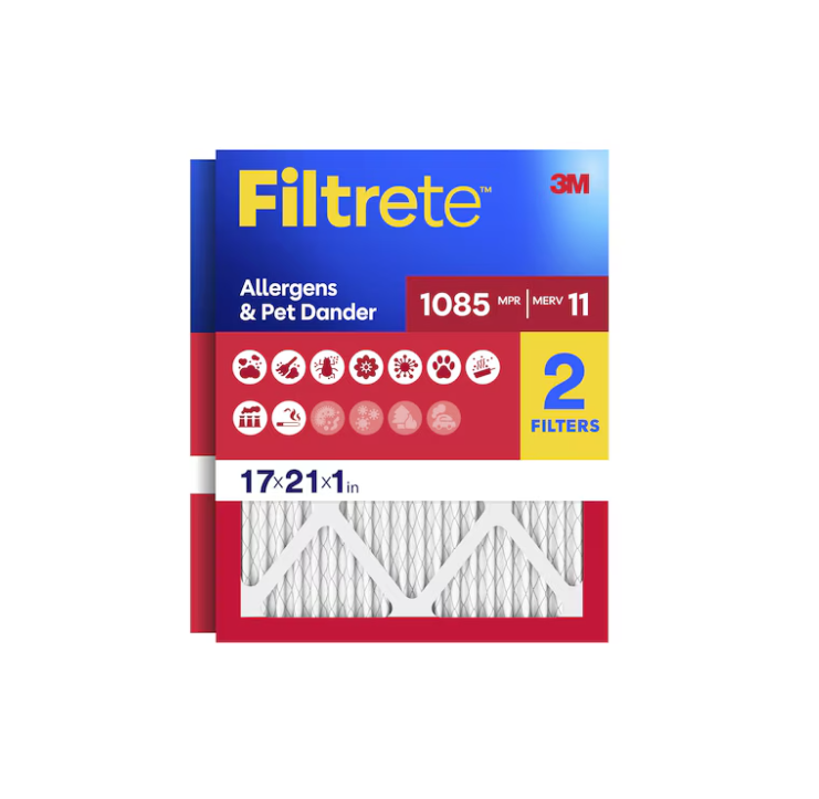 Filtrete 17 x 21 x 1 MERV 11 1085 MPR Allergens Pet Dander Electrostatic Pleated Air Filter 2 -Pack