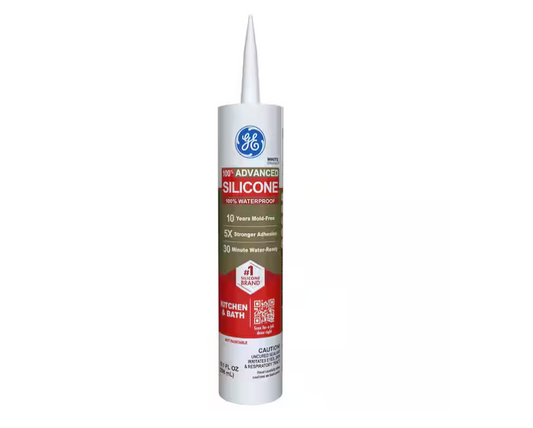GE Advanced Silicone 2 Caulk 10.1 oz Kitchen and Bath Sealant White