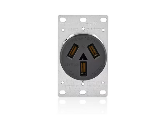 Leviton 50 Amp 125/250-Volt Shallow Flush Mounted Single Outlet, Black 5206-S10