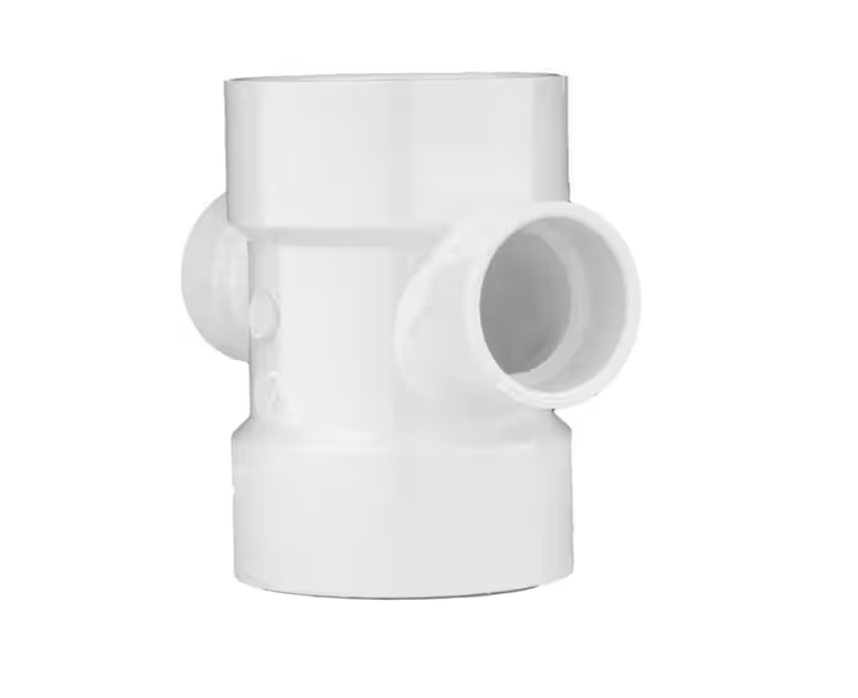 Charlotte Pipe 2 in. x 2 in. x 1 1/2 in. x 1 1/2 in. DWV PVC DBL Sanitary Tee Reducing Fitting
