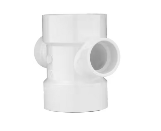 Charlotte Pipe 2 in. x 2 in. x 1 1/2 in. x 1 1/2 in. DWV PVC DBL Sanitary Tee Reducing Fitting