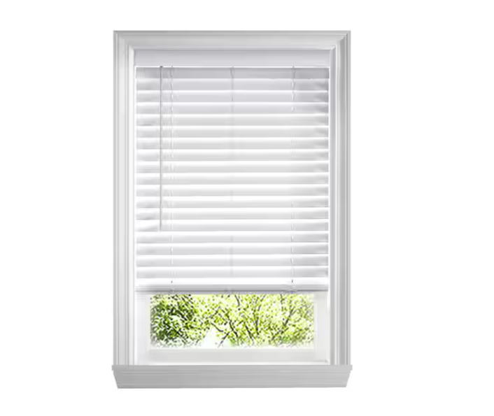 Home Decorators Collection White Cordless Faux Wood Blinds for Windows with 2 in. Slats - 34 in. W x 36 in. L (Actual Size 33.5 in. W x 36 in. L)