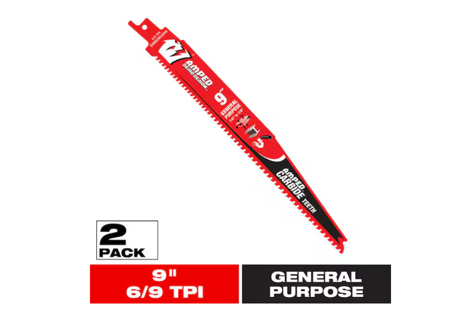 DIABLO 9 in. 6/9 TPI AMPED Demo Demon Carbide Teeth Reciprocating Saw Blade for General Purpose Cuts (2-Pack)