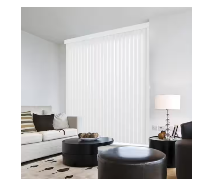 Home Decorators Collection Crown White Cordless Smooth Vertical Louvers (9 Pack) - 3.5 in. W x 102 in. L (Actual Size 3.5 in. W x 100.5 in. L )