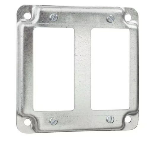 Steel City 4 in. Square Steel Metallic Box Cover for 2 GFCI Receptacles (RS17-10R)