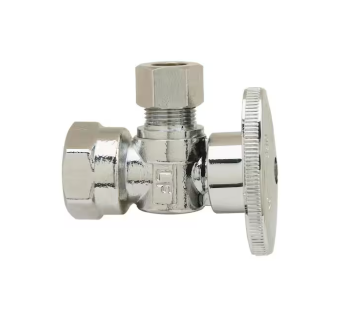 Plumbshop 1/2 in. FIP Inlet x 3/8 in. Compression Outlet 1/4-Turn Brass Angle Valve