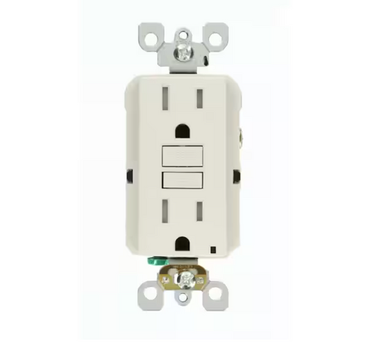 Leviton 15 Amp 125-Volt Duplex SmarTest Self-Test SmartlockPro Tamper Resistant GFCI Outlet, Light Almond GFTR1-KT