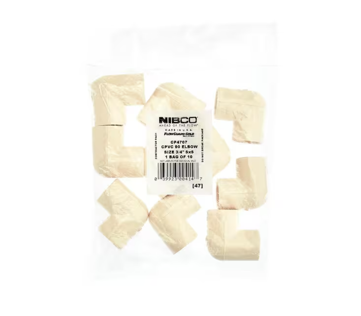 NIBCO 3/4 in. CPVC-CTS 90° Slip x Slip Elbow Fitting (10-Pack)