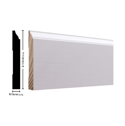 RELIABILT 9/16-in x 3-1/4-in x 8-ft Craftsman Primed Finger Jointed 433E Baseboard Moulding