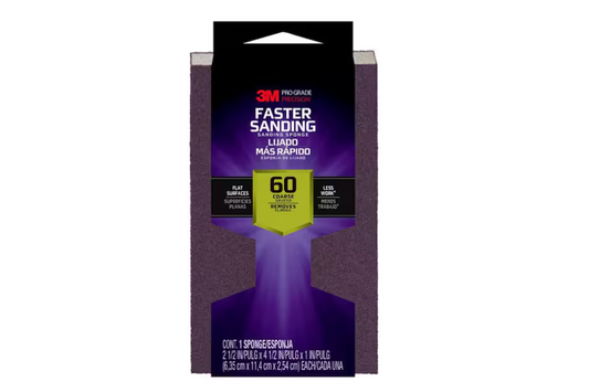 3M Pro Grade Precision 2.5 in. x 4.5 in. x 1 in. 60 Grit Faster Sanding Block Sponge