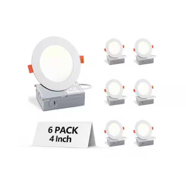 Maxax 4 in. Canless Ultra-Thin Downlight 9-Watts 5000K Fixed CCT New/Retrofit Integrated LED Recessed Light Kit (Pack of 6)