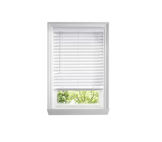 Home Decorators Collection White Cordless Faux Wood Blinds for Windows with 2 in. Slats - 51.5 in. W x 36 in. L (Actual Size 51 in. W x 36 in. L)