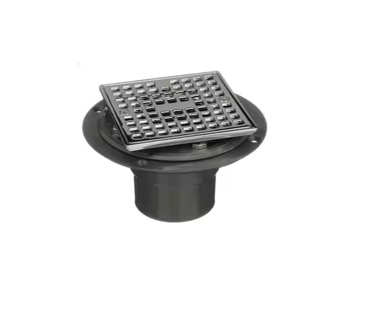 Oatey Round Gray PVC Shower Drain with 4-3/16 in. Square Screw-In Chrome Drain Cover
