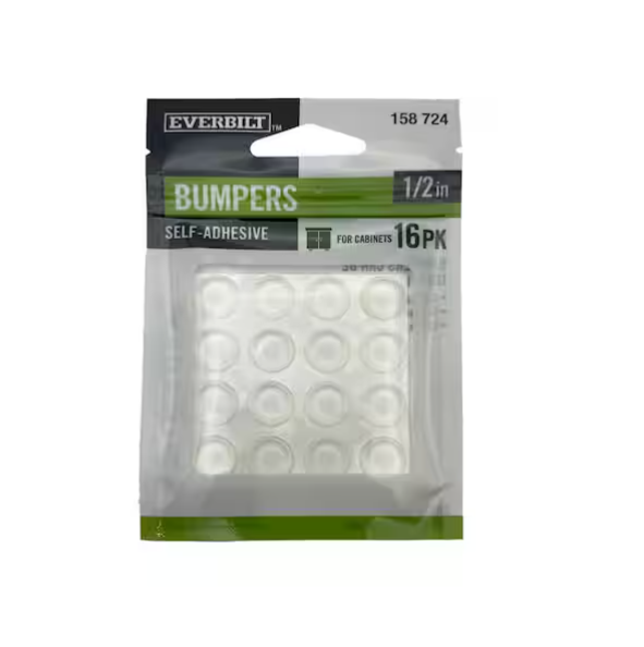 Everbilt 1/2 in. Clear Self-Adhesive Round Bumper (16-Pack)