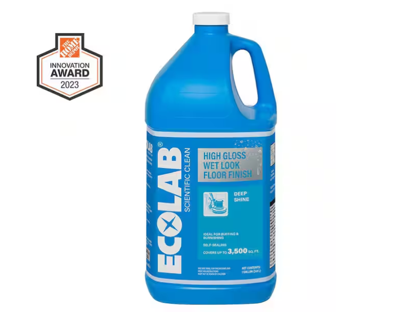ECOLAB 1 Gal. High Gloss Wet Look Floor Finish Protects and Restores Floor Shine, Use on Vinyl, Tile, Linoleum and Rubber