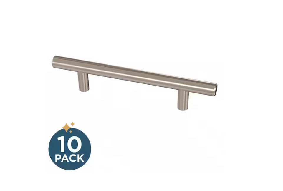 Franklin Brass 10-Pack Solid Bar 4 in. (102 mm) Modern Cabinet Drawer Pulls in Stainless Steel