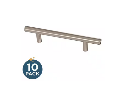 Franklin Brass 10-Pack Solid Bar 4 in. (102 mm) Modern Cabinet Drawer Pulls in Stainless Steel