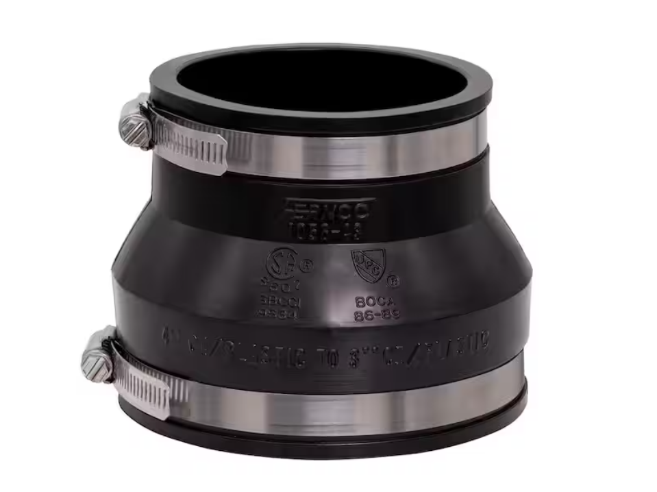 Fernco 4 in. x 3 in. PVC DWV Mechanical Flexible Coupling