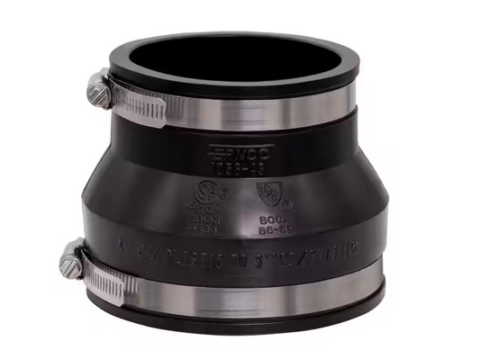 Fernco 4 in. x 3 in. PVC DWV Mechanical Flexible Coupling
