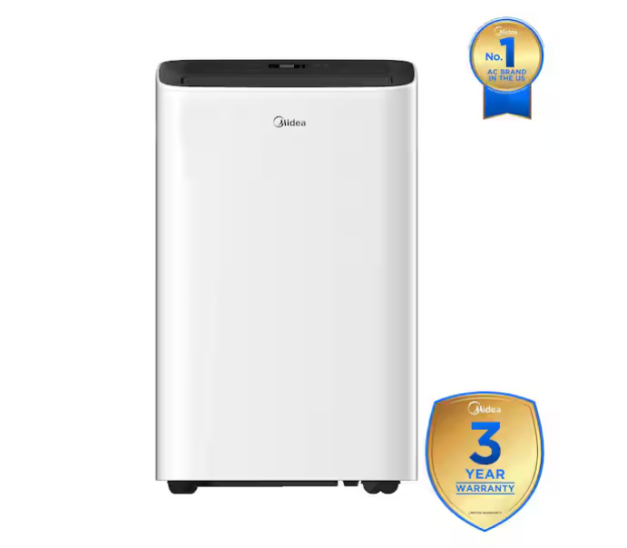 Midea 10,000 BTU Smart Portable AC Cools up to 450 sq. ft. with Remote, 3-Speeds, Washable Filter, Digital Display in White