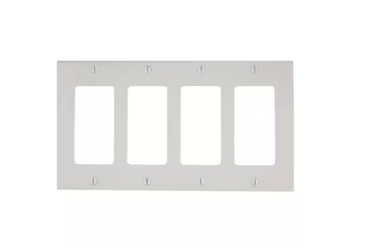 Leviton 4-Gang White GFCI Plastic Standard Wall Plate (1-Pack) 80412-W