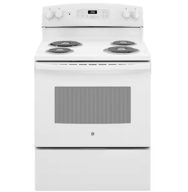 GE 30 in. 4 Burner Element Free-Standing Electric Range in White