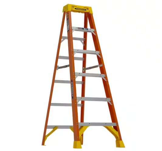 Werner 6 ft. Fiberglass Step Ladder (10 ft. Reach Height) with 300 lb. Load Capacity Type IA Duty Rating