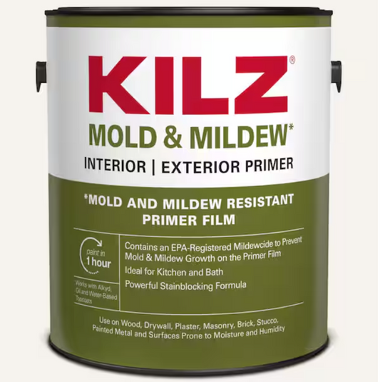 KILZ Mold and Mildew 1 Gal. White Water Based Interior and Exterior Primer, Sealer and Stain-Blocker