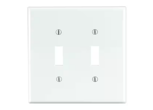 Leviton 2-Gang White Toggle Nylon Standard Wall Plate (1-Pack) PJ2-W