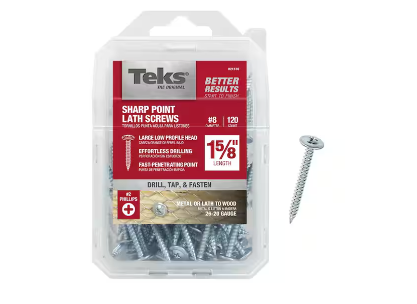 Teks 8 x 1-5/8 in. Phillips Truss Head Sharp Point Lath Screws (120-Pack)