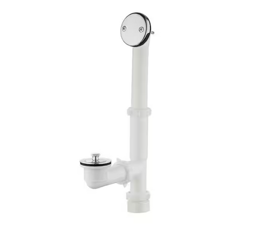 Everbilt Twist and Close 1-1/2 in. White Poly Pipe Bath Waste and Overflow Drain in Chrome