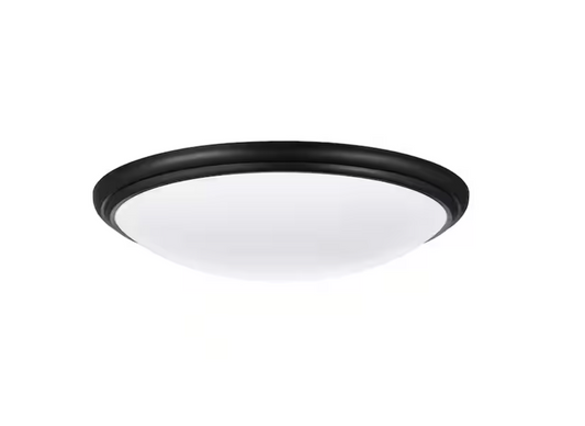 Commercial Electric 12 in. Light Matte Black and White Adjustable CCT Integrated LED Ceiling Flush Mount Fixture with Interchangeable Trim