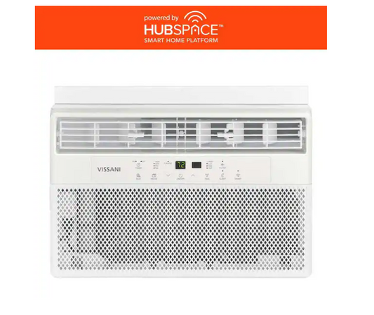 Vissani 8,000 BTU 115-Volt Smart Window Air Conditioner Cools 350 sq. ft. with Dehumidifier and Remote, Powered by Hubspace