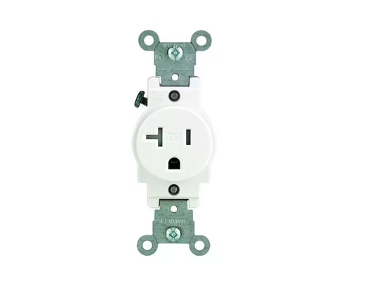 Leviton 20 Amp 125 V Tamper Resistant Single Outlet/Receptacle, White (1-Pack) T5020-WS