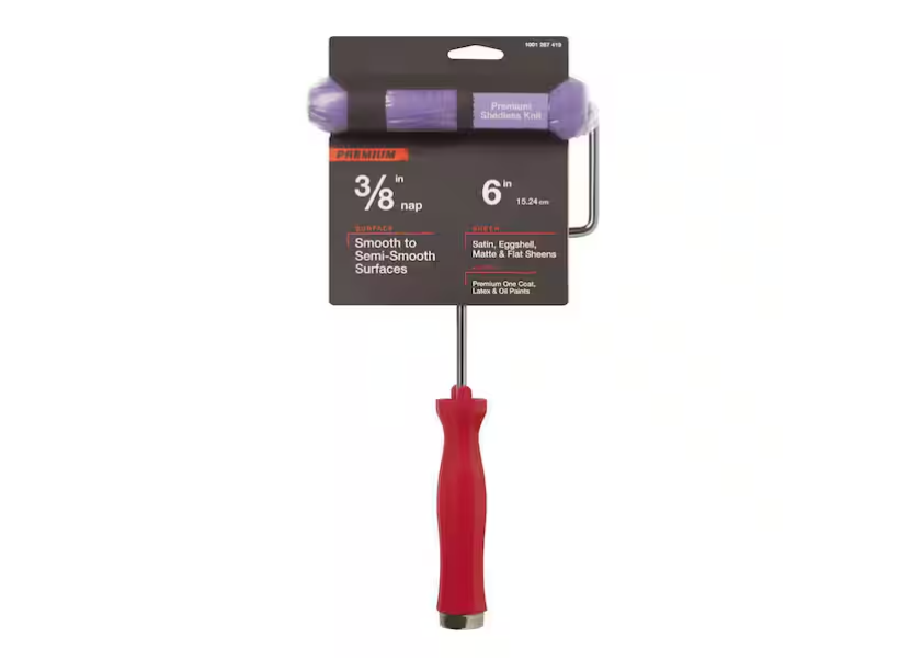 Premium 6 in. x 3/8 in. High-Capacity Purple Knit Mini Paint Roller Cover with Frame
