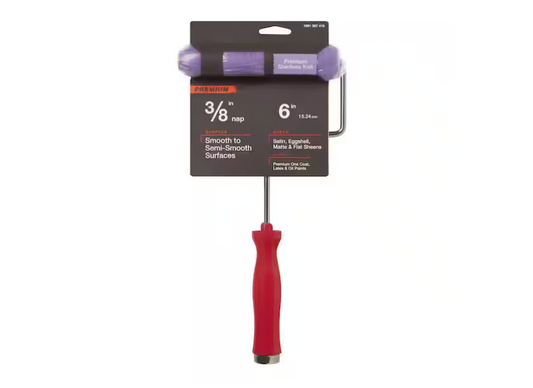 Premium 6 in. x 3/8 in. High-Capacity Purple Knit Mini Paint Roller Cover with Frame