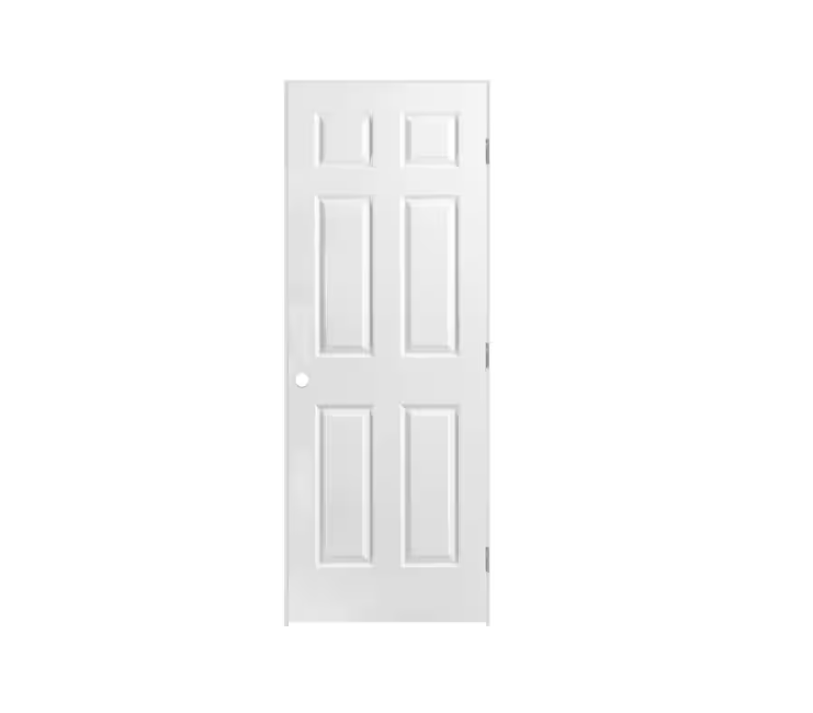 Masonite 34 in. x 80 in. 6-Panel Right-Handed Hollow-Core Textured Primed Composite Single Prehung Interior Door
