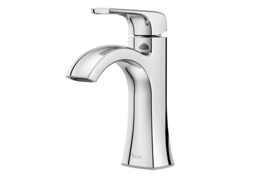 Pfister Bruxie Single-Handle Single-Hole Bathroom Faucet with Deckplate and Drain Kit Included in Polished Chrome