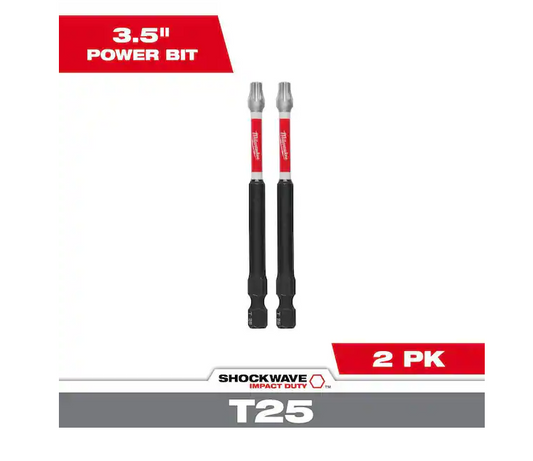 Milwaukee SHOCKWAVE Impact Duty 3-1/2 in. T25 Torx Alloy Steel Screw Driver Bit (2-Pack)