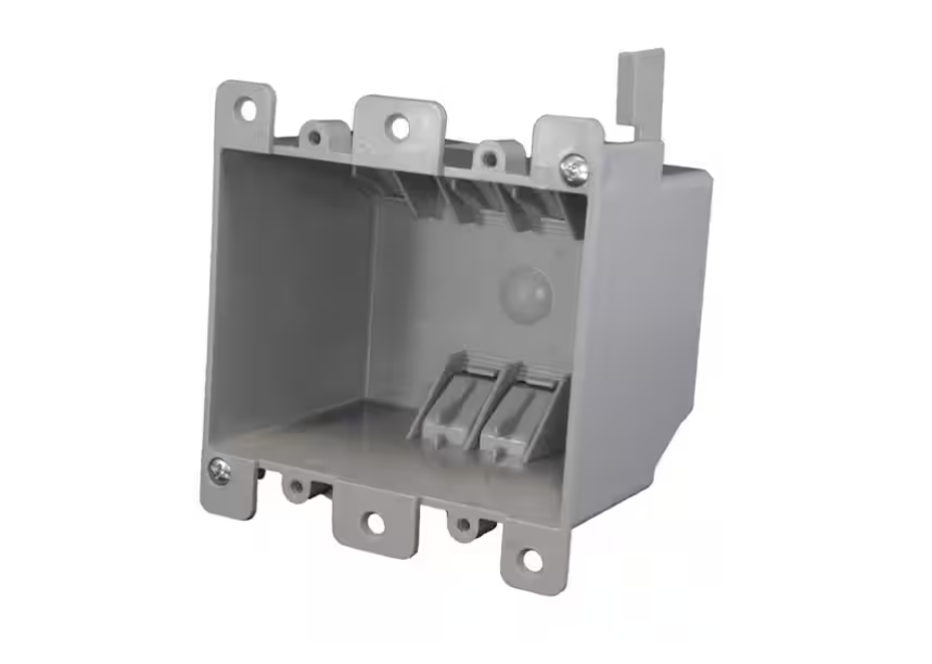 Cantex Old Work 2-Gang 25 cu. in. Electrical Outlet Box and Switch Box with EZ Mount Clamps and Wire Clamps, Gray