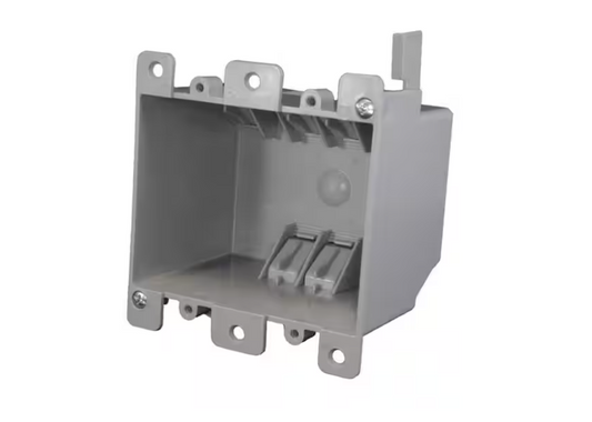 Cantex Old Work 2-Gang 25 cu. in. Electrical Outlet Box and Switch Box with EZ Mount Clamps and Wire Clamps, Gray