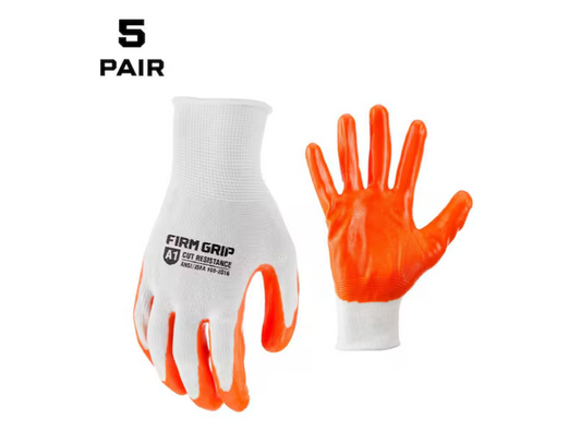 FIRM GRIP Large Nitrile Coated Work Gloves (5 Pack)