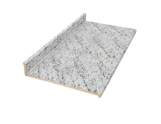 Hampton Bay 6 ft. Straight Laminate Countertop in Textured White Ice Granite with Eased Edge and Integrated Backsplash