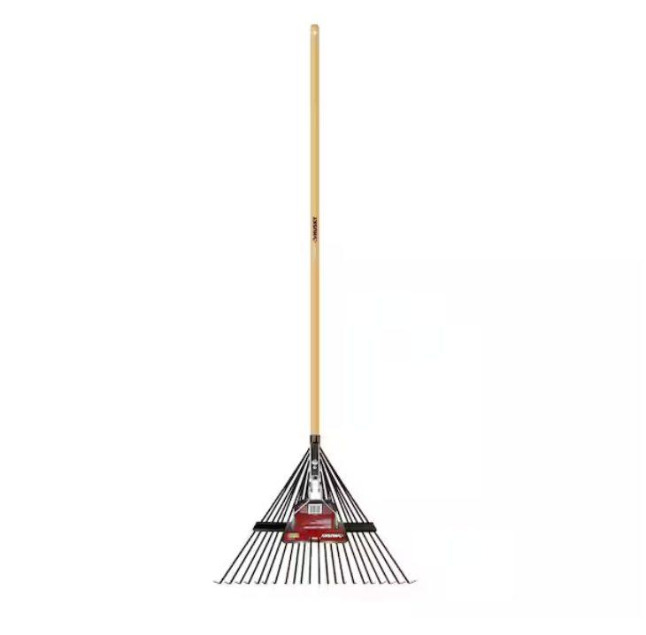 Husky 53 in. Long Wood Handle 22 in. Steel Leaf Rake
