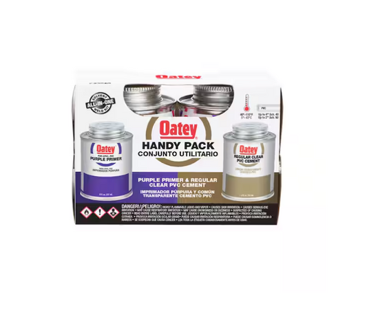 Oatey 8 oz. Purple CPVC and PVC Primer and Regular Clear PVC Cement Combo Pack