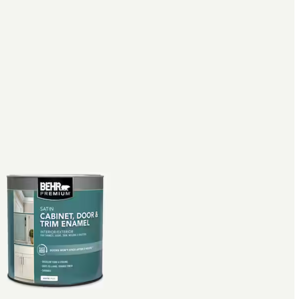 BEHR PREMIUM 1 qt. White Satin Enamel Interior/Exterior Cabinet, Door & Trim Paint