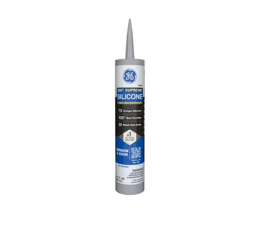 GE Supreme Silicone Caulk 10.1 oz Window and Door Sealant Gray